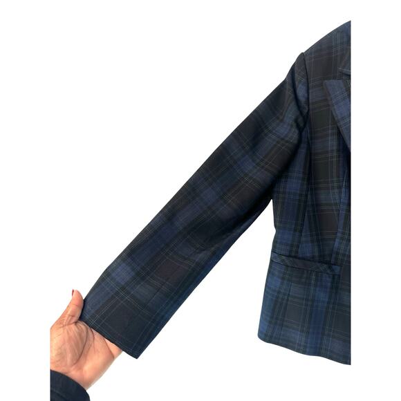 Chadwicks Blue Plaid Preppy Dark Academia Office Career Work Blazer Size 12 - Picture 7 of 12